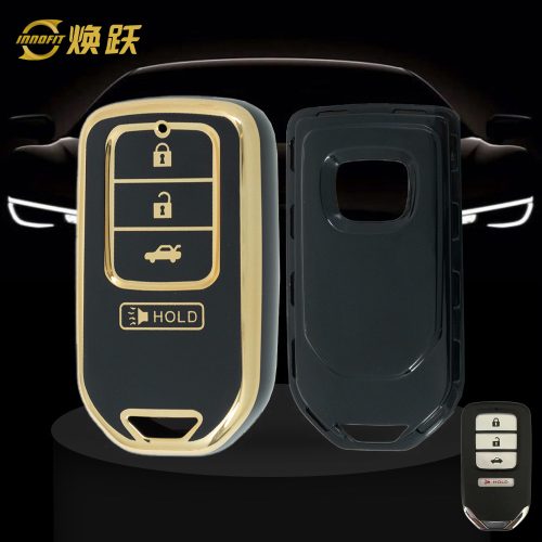 HOA10T1-Black-Gold Plating- Car Key Cover For Honda