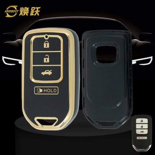 HOA10T1-Black-Gold Plating- Car Key Cover For Honda