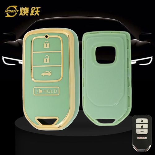 HOA10T1-Green-Gold Plating- Car Key Cover For Honda
