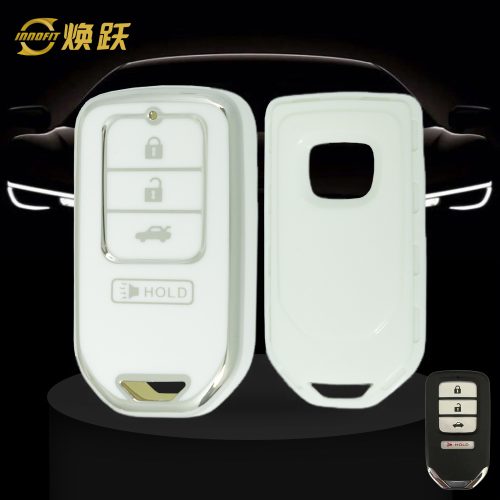 HOA10T1-White-Silver Plating- Car Key Cover For Honda