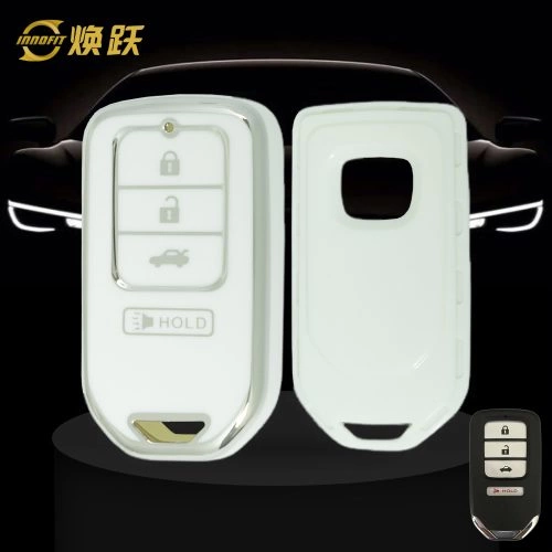 HOA10T1-White-Silver Plating- Car Key Cover For Honda
