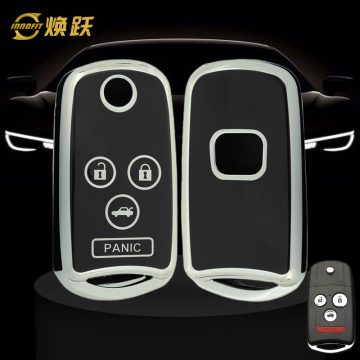 HOE3T1-Black-Silver Plating- Car Key Cover For Honda