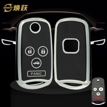 HOE3T1-Black-Silver Plating- Car Key Cover For Honda