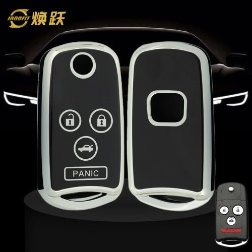HOE3T1-Black-Silver Plating- Car Key Cover For Honda