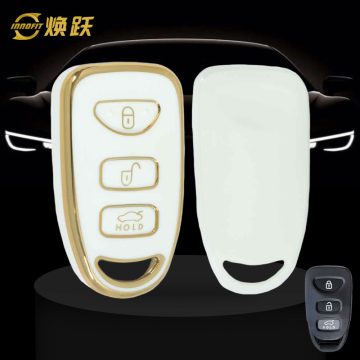 HYJ3T1-White-Gold Plating- Car Key Cover For Hyundai Kia