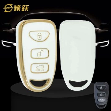 HYJ3T1-White-Gold Plating- Car Key Cover For Hyundai Kia