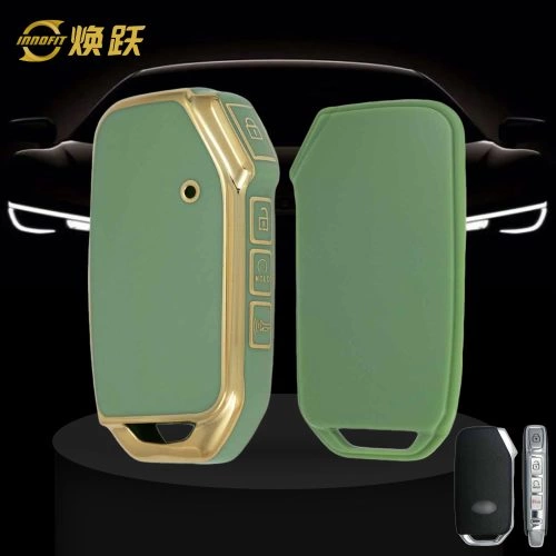 KIK8T1-Green-Gold Plating- Car Key Cover For Kia