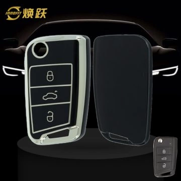 VOF1T1-Black-Silver Plating- Car Key Cover For Volkswagen