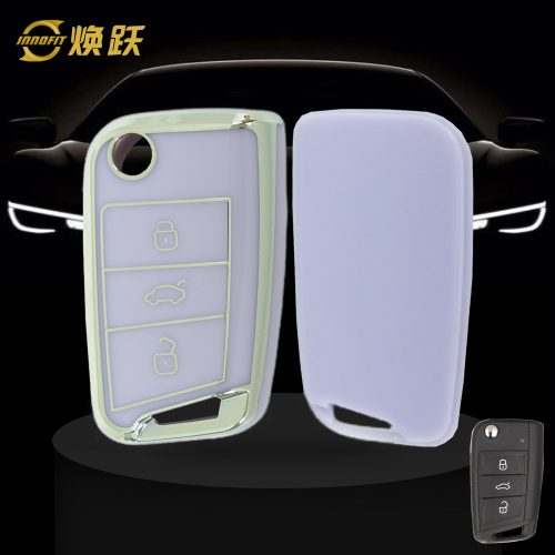 VOF1T1-Purple-Silver Plating- Car Key Cover For Volkswagen