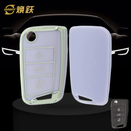 VOF1T1-Purple-Silver Plating- Car Key Cover For Volkswagen