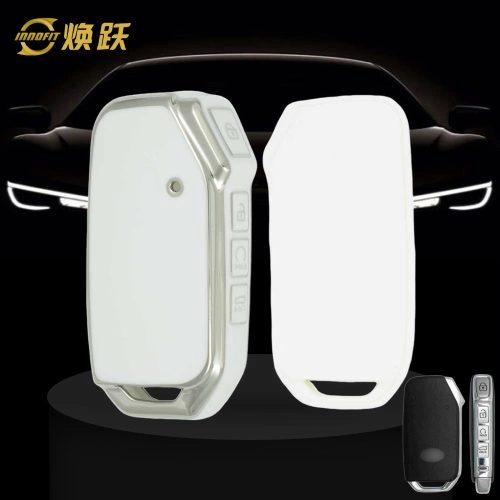 KIK3T1-White-Silver Plating- Car Key Cover For Kia