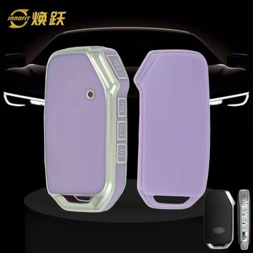 KIK3T1-Purple-Silver Plating- Car Key Cover For Kia