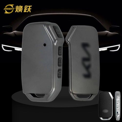 KIK3T1-Black-Metal Gray Plating- Car Key Cover For Kia