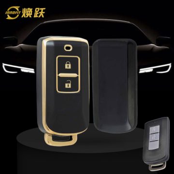 MIA2T1-Black-Gold Plating- Car Key Cover For Mitsubishi