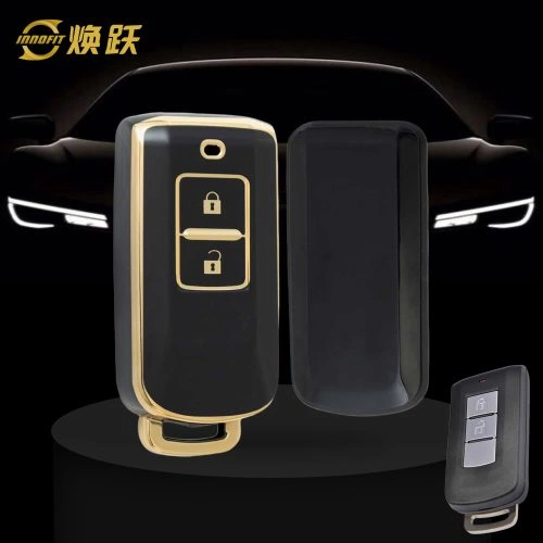 MIA2T1-Black-Gold Plating- Car Key Cover For Mitsubishi