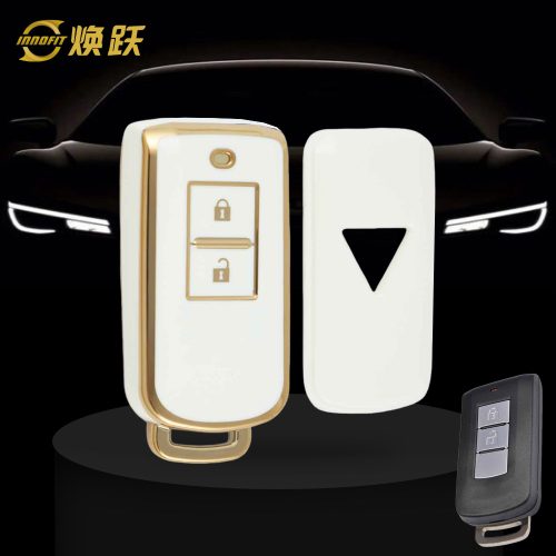 MIA2T1-White-Gold Plating- Car Key Cover For Mitsubishi