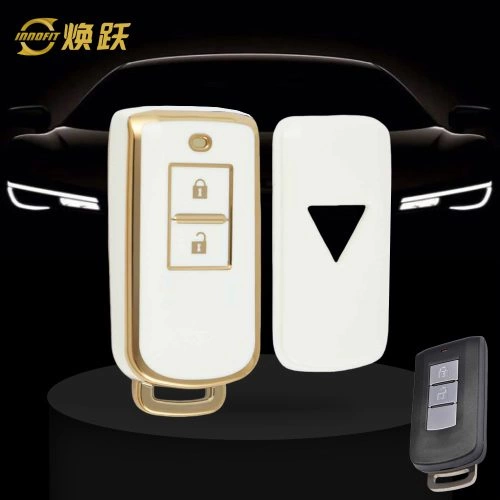 MIA2T1-White-Gold Plating- Car Key Cover For Mitsubishi