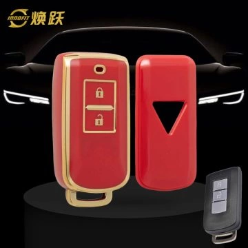 MIA2T1-Red-Gold Plating- Car Key Cover For Mitsubishi