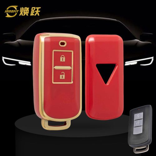 MIA2T1-Red-Gold Plating- Car Key Cover For Mitsubishi