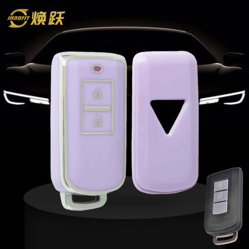 MIA2T1-Purple-Silver Plating- Car Key Cover For Mitsubishi