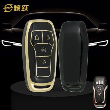 FOC1T1-Black-Gold Plating- Car Key Cover For Ford