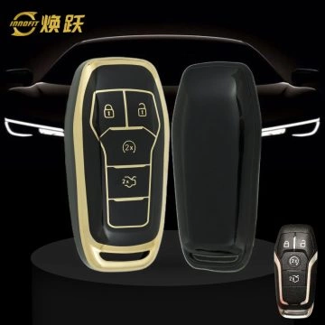 FOC1T1-Black-Gold Plating- Car Key Cover For Ford