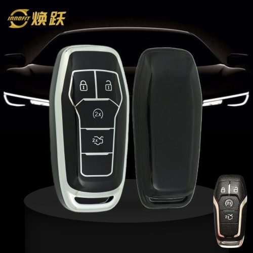 FOC1T1-Black-Silver Plating- Car Key Cover For Ford