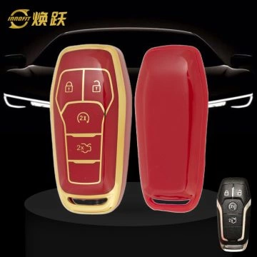 FOC1T1-Red-Gold Plating- Car Key Cover For Ford