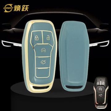 FOC1T1-Granny Grey-Gold Plating- Car Key Cover For Ford