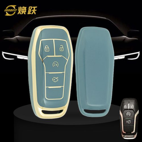 FOC1T1-Granny Grey-Gold Plating- Car Key Cover For Ford