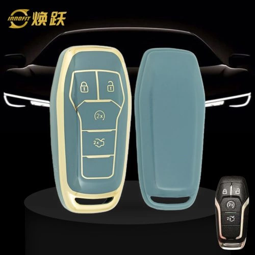 FOC1T1-Granny Grey-Gold Plating- Car Key Cover For Ford