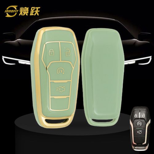 FOC1T1-Green-Gold Plating- Car Key Cover For Ford