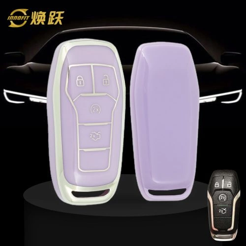 FOC1T1-Purple-Silver Plating- Car Key Cover For Ford