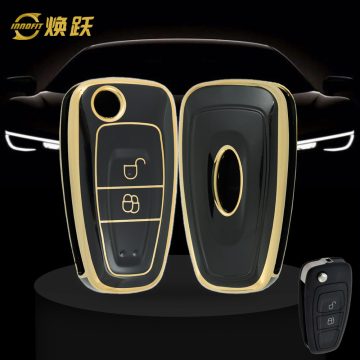 FOD2T1-Black-Gold Plating- Car Key Cover For Ford