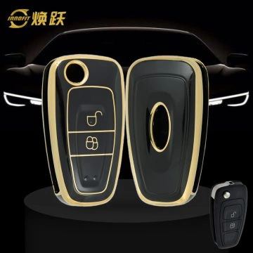 FOD2T1-Black-Gold Plating- Car Key Cover For Ford