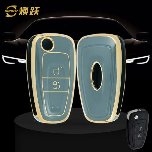 FOD2T1-Granny Grey-Gold Plating- Car Key Cover For Ford
