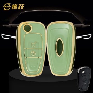FOD2T1-Green-Gold Plating- Car Key Cover For Ford