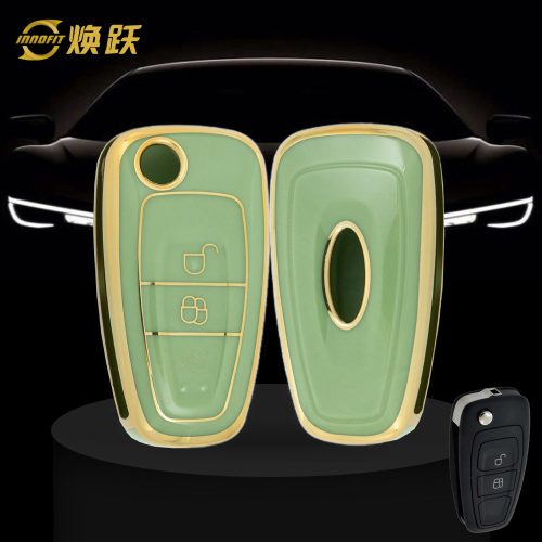 FOD2T1-Green-Gold Plating- Car Key Cover For Ford