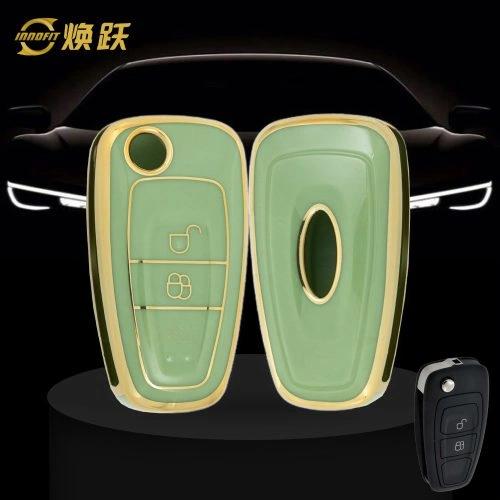 FOD2T1-Green-Gold Plating- Car Key Cover For Ford
