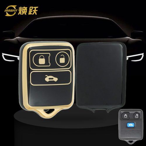 FOK3T1-Black-Gold Plating- Car Key Cover For Ford