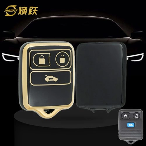 FOK3T1-Black-Gold Plating- Car Key Cover For Ford