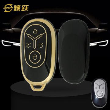 GEJ1T1-Black-Gold Plating- Car Key Cover For Geely Auto