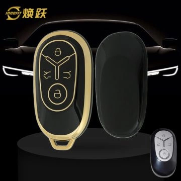 GEJ1T1-Black-Gold Plating- Car Key Cover For Geely Auto