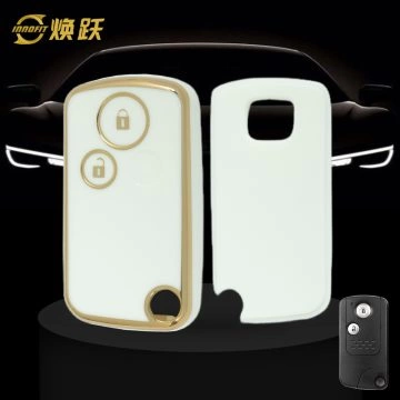 HOD2T1-White-Gold Plating- Car Key Cover For Honda