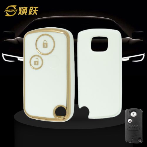 HOD2T1-White-Gold Plating- Car Key Cover For Honda