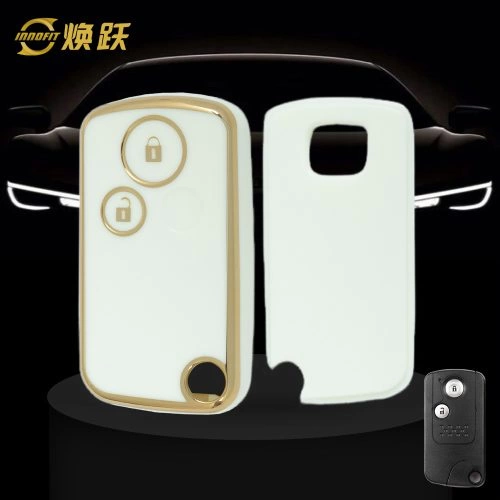 HOD2T1-White-Gold Plating- Car Key Cover For Honda