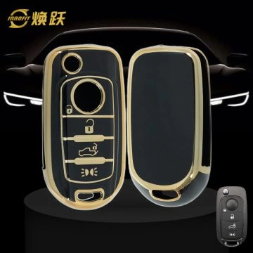 FIB3T1-Black-Gold Plating- Car Key Cover For Fiat