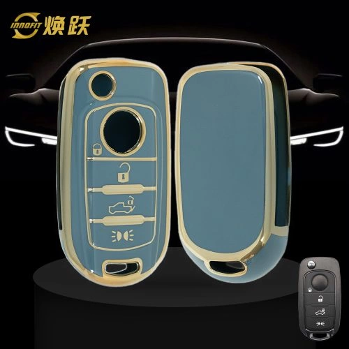 FIB3T1-Granny Grey-Gold Plating- Car Key Cover For Fiat