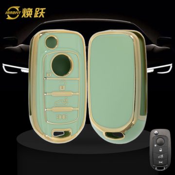 FIB3T1-Green-Gold Plating- Car Key Cover For Fiat