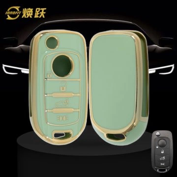FIB3T1-Green-Gold Plating- Car Key Cover For Fiat
